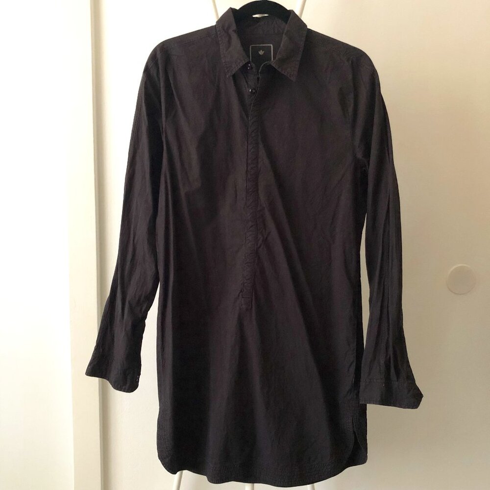 MAHARISHI PACIFIST MILITARY DESIGN MEN’S BLACK LONG TUNIC KURTA SHIRT M NWOT